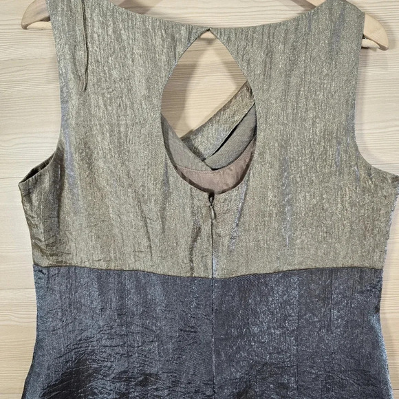 ADRIANNA PAPELL Shimmery Brown Tones Cowl Neck Dress Size 14 Sleeveless fitted - Picture 5 of 6